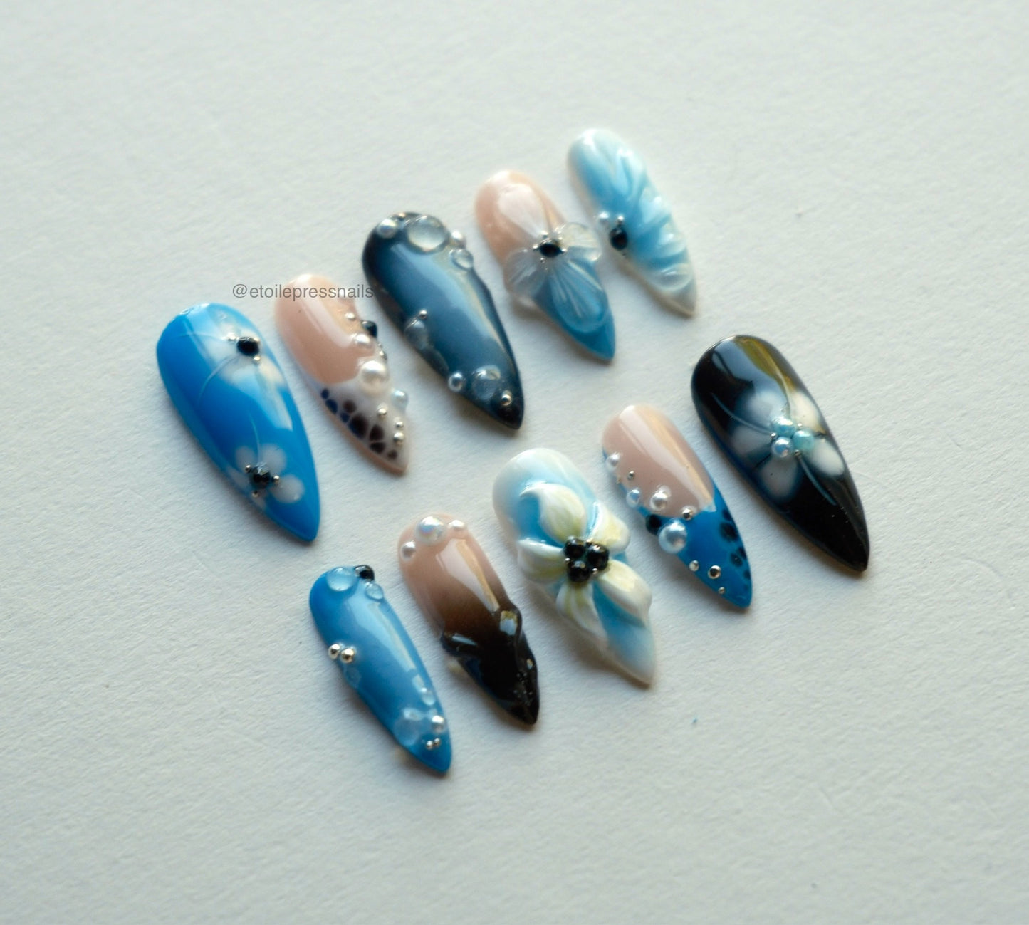 Black & Blue Floral Set