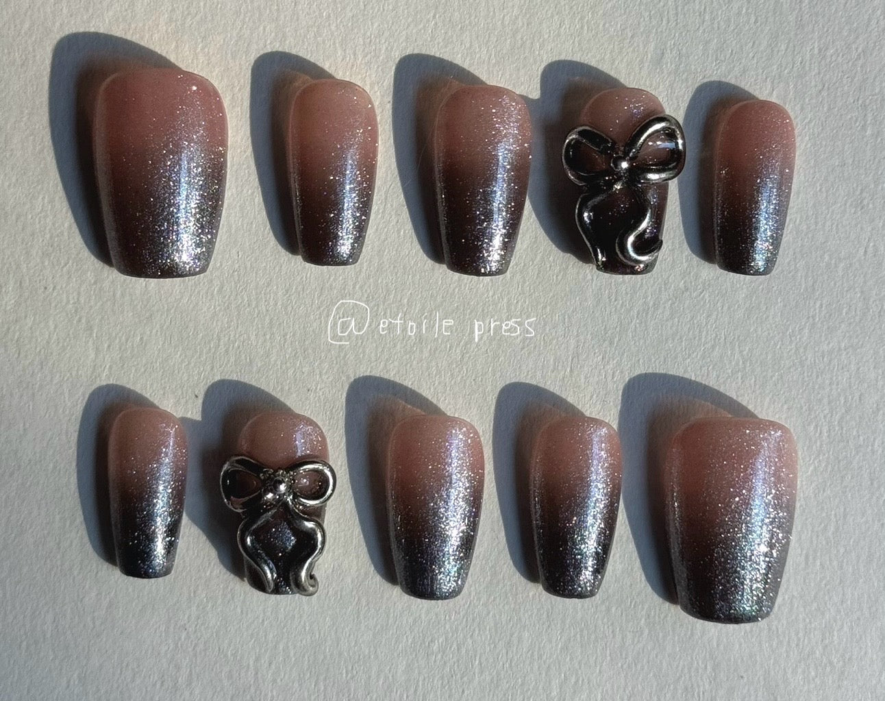 Bow ombre glitter set